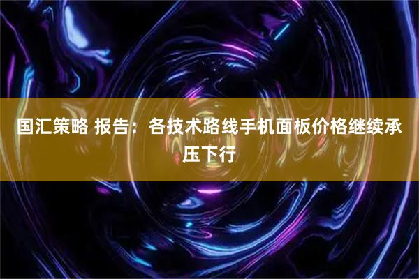 国汇策略 报告：各技术路线手机面板价格继续承压下行